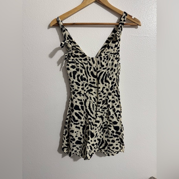 Reformation Women’s Animal Print spot Tie Tank Top - Size 2, Cream & Black - Picture 2 of 4